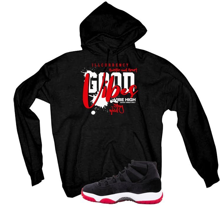 Air Jordan 11 Bred Velvet Black T-Shirt (Good Vibes)| illcurrency