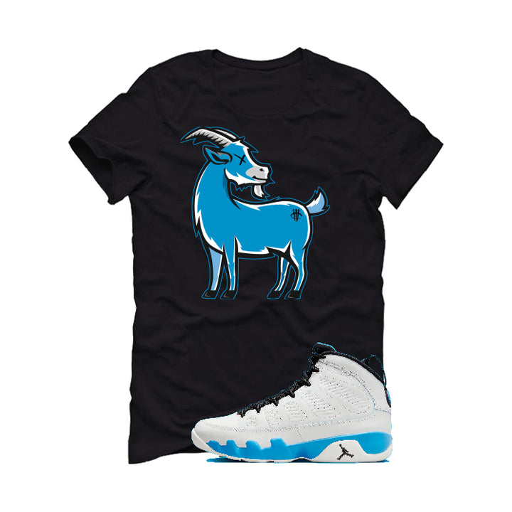 Air Jordan 9 “Powder Blue” | illcurrency Black T-Shirt (GOAT TEE)