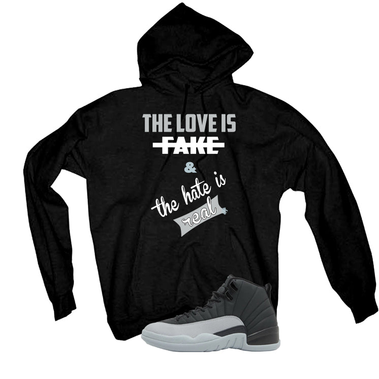 Air Jordan 12 Black/Wolf Grey Black T-Shirt (Love is Fake)| illcurrency
