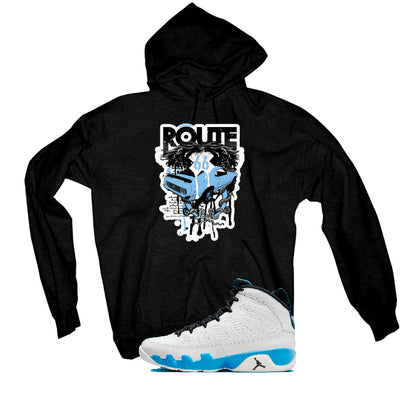 Air Jordan 9 “Powder Blue” | illcurrency Black T-Shirt (Route 66 Vintage car)