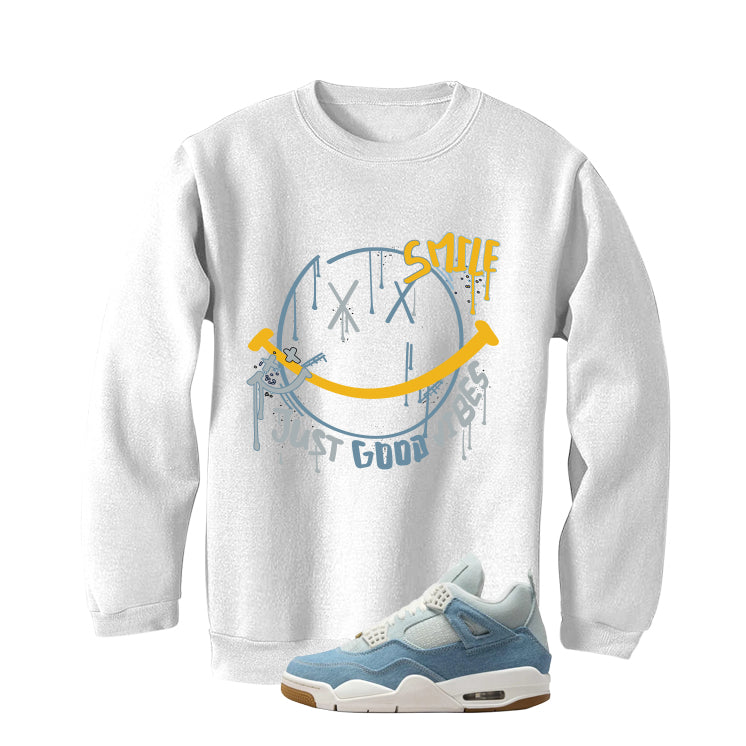 Air Jordan 4 Denim Worn Blue White T-Shirt (Smile)| illcurrency