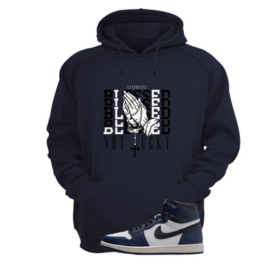 Air Jordan 1 High OG Midnight Navy Navy Blue T-Shirt (Blessed not lucky)| illcurrency