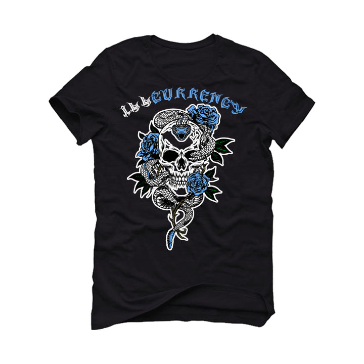 Air Jordan 1 "UNC Toe" Black T-Shirt (Snake skull rose)