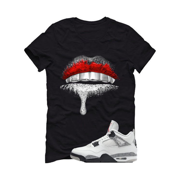 Air Jordan 4 White Cement Black T-Shirt (Lips)| illcurrency