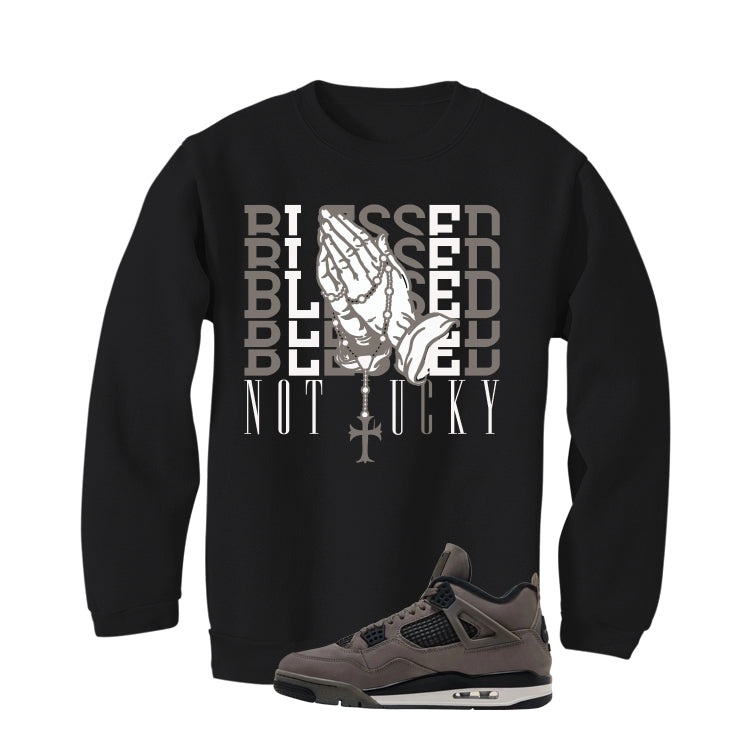 Air Jordan 4 Cave Stone Black T-Shirt (Blessed not lucky)| illcurrency