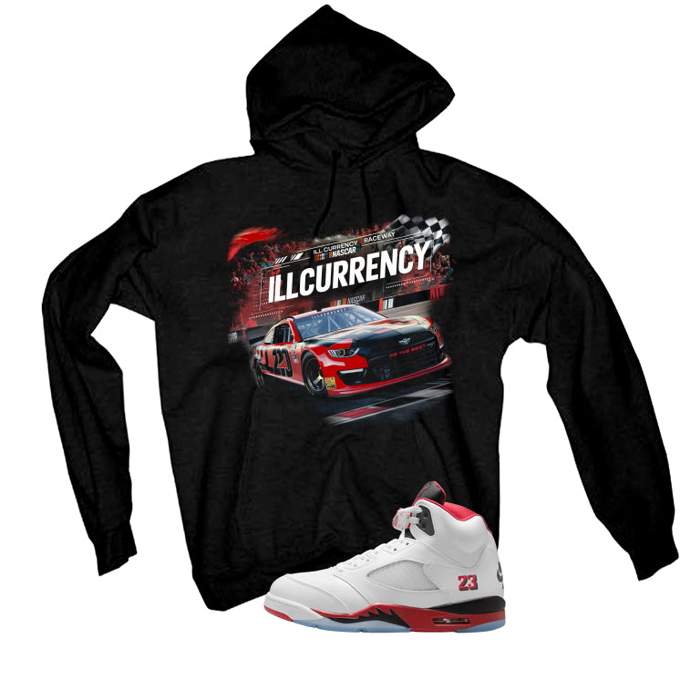 Air Jordan 5 Fire Red Black Tongue Black T-Shirt (Raceway)| illcurrency