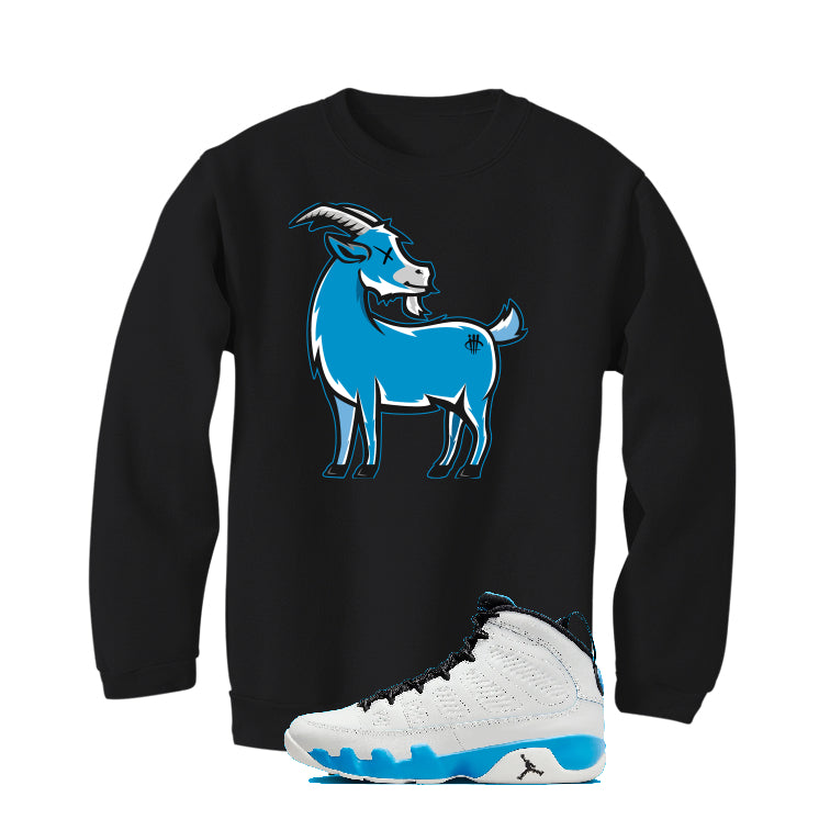 Air Jordan 9 “Powder Blue” | illcurrency Black T-Shirt (GOAT TEE)