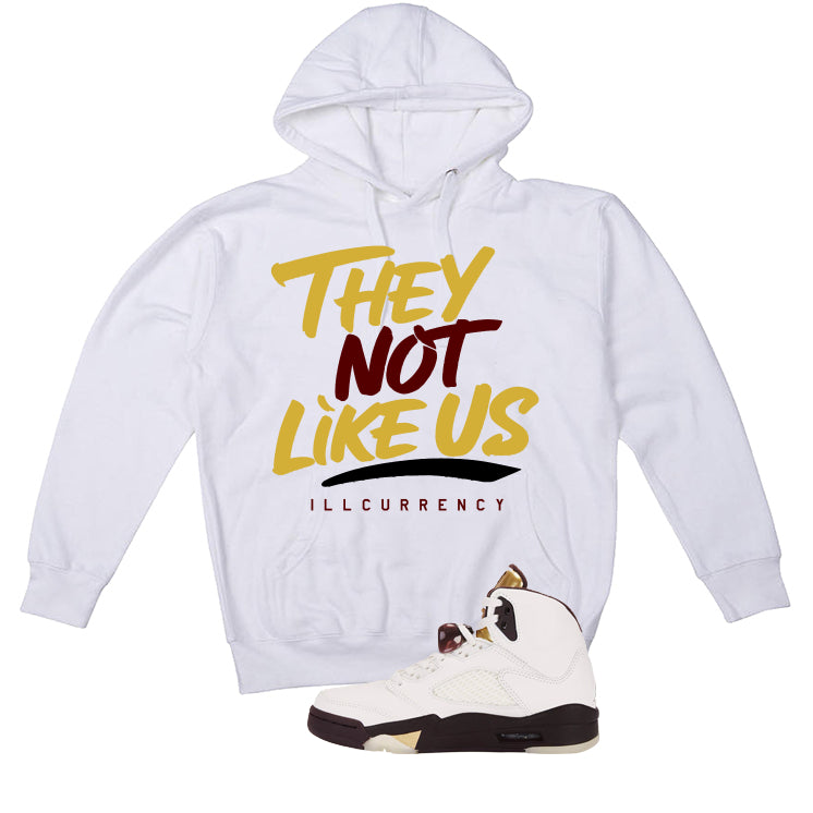 Air Jordan 5 Earth/Metallic Gold White T-Shirt (They not like us)| illcurrency