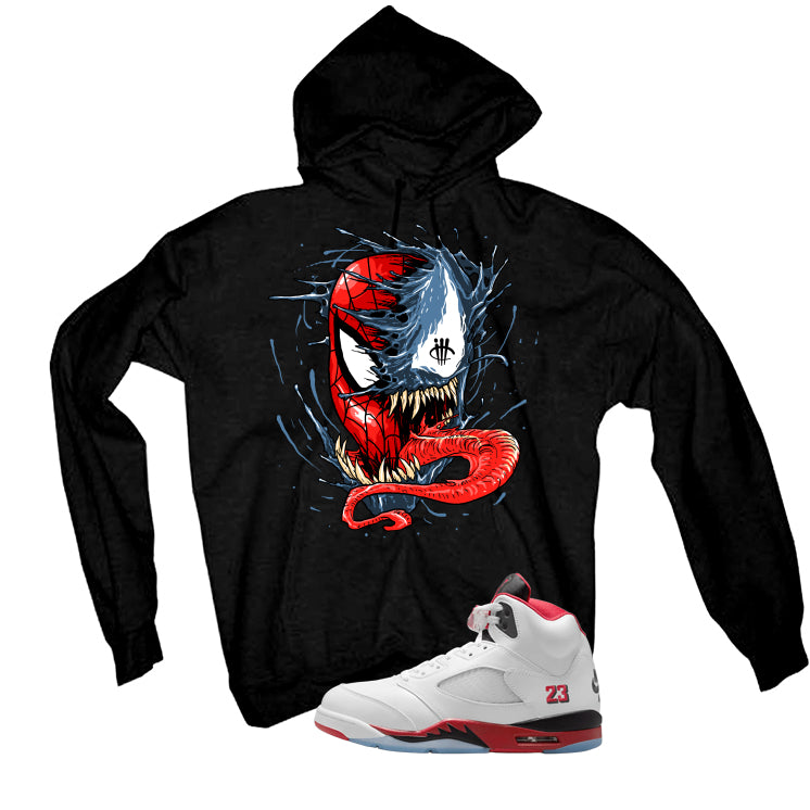 Air Jordan 5 Fire Red Black Tongue Black T-Shirt (Spiddy and Venom)| illcurrency