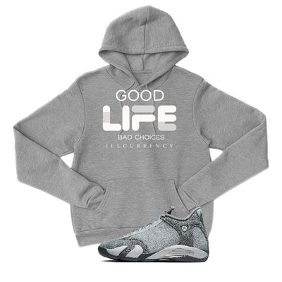 Air Jordan 14 “Flint Grey” | illcurrency Grey T-Shirt (Bad Choices)