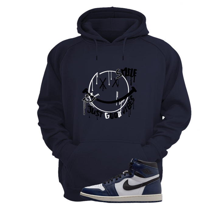 Air Jordan 1 High OG Midnight Navy Navy Blue T-Shirt (Smile)| illcurrency