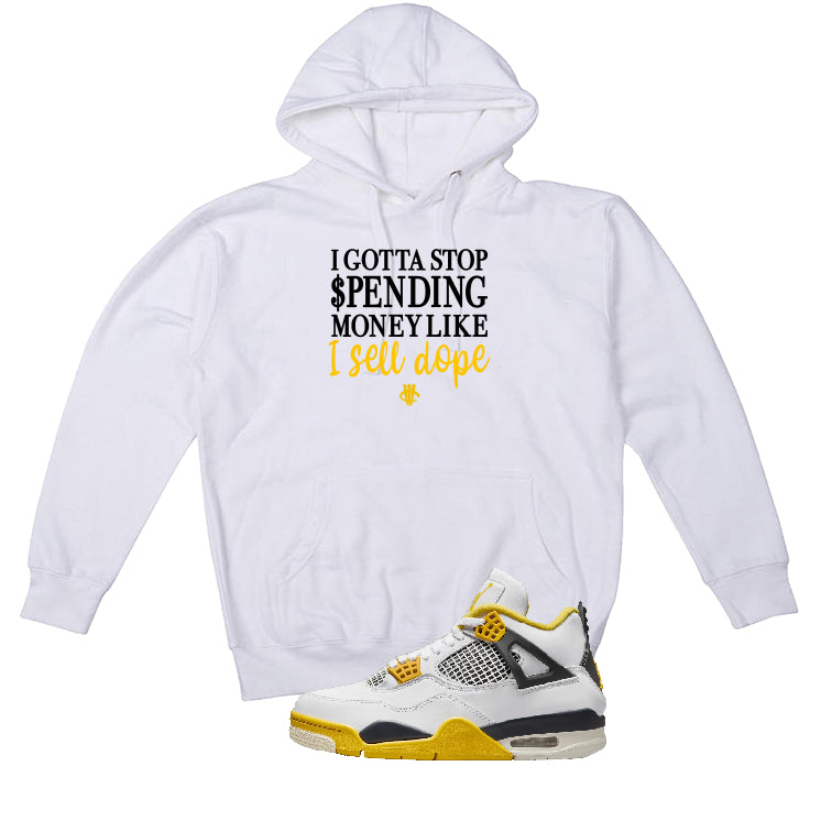 Air Jordan 4 WNNS “Vivid Sulfur” | illcurrency White T-Shirt (STOP SPENDING MONEY)