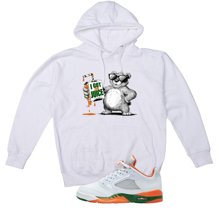 Air Jordan 5 GS Miami Hurricanes White T-Shirt (I got the juice)| illcurrency