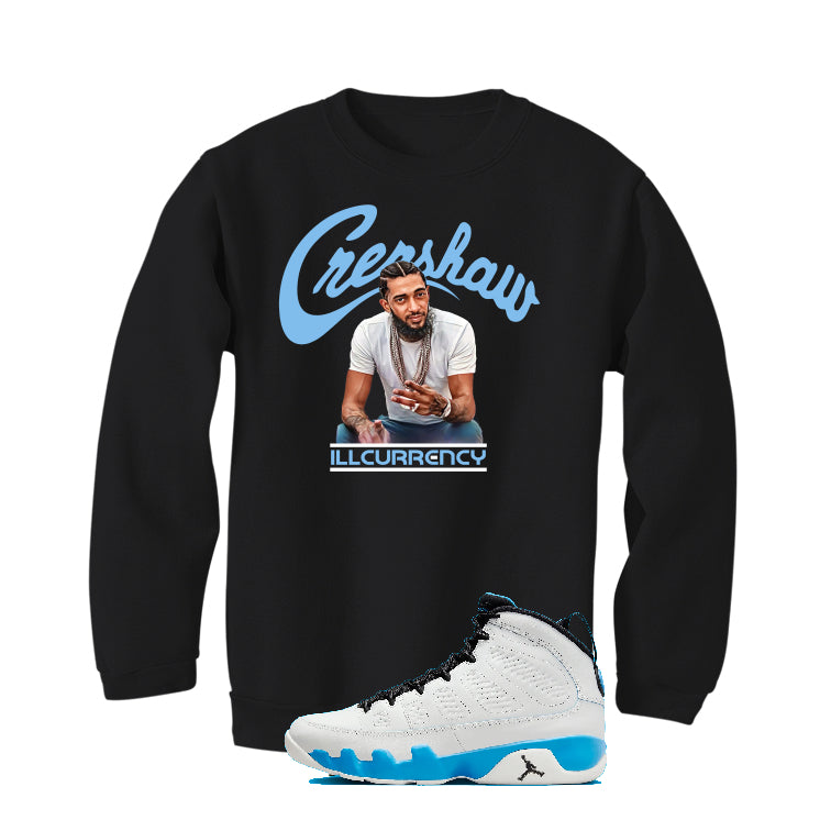 Air Jordan 9 “Powder Blue” | illcurrency Black T-Shirt (Crenshaw)