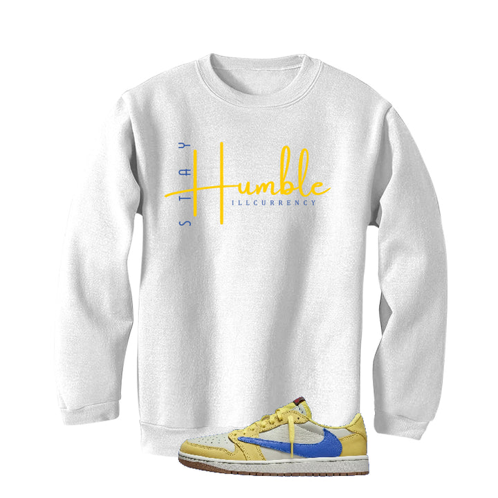 Travis Scott x Air Jordan 1 Low OG “Canary” | illcurrency White T-Shirt (Stay Humble)