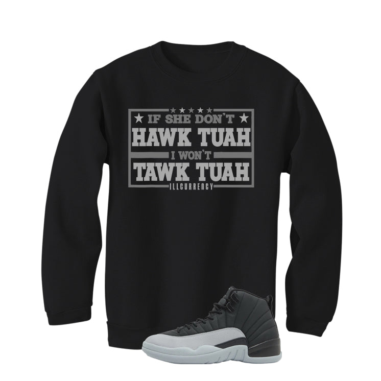 Air Jordan 12 Black/Wolf Grey Black T-Shirt (Hawk Tuah)| illcurrency