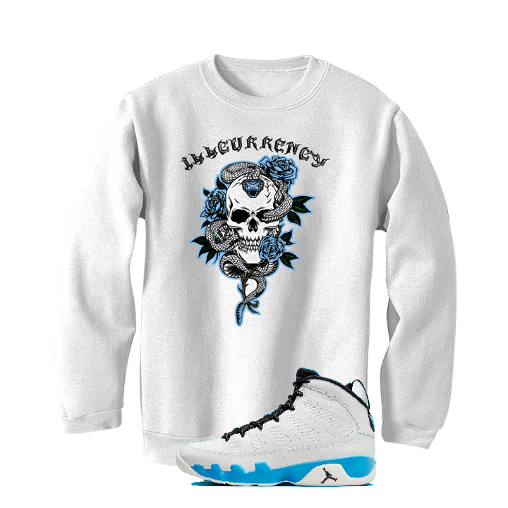 Air Jordan 9 “Powder Blue” | illcurrency White T-Shirt (Skeleton Rose)