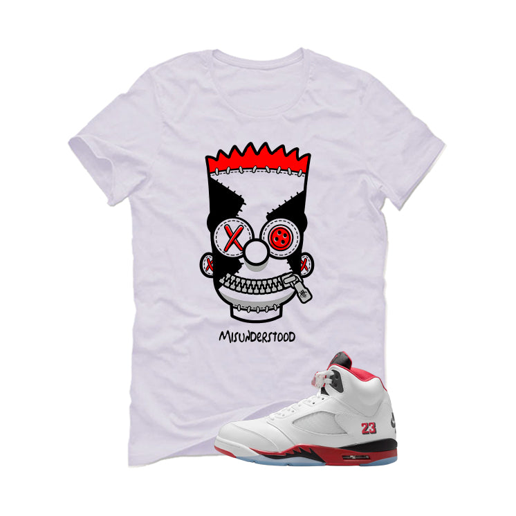 Air Jordan 5 Fire Red Black Tongue White T-Shirt (Misunderstood)| illcurrency