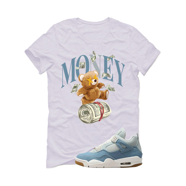 Air Jordan 4 Denim Worn Blue White T-Shirt (Money Bear Team)| illcurrency