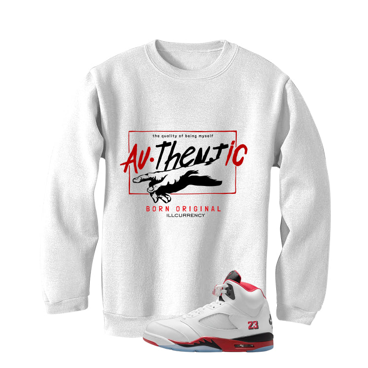 Air Jordan 5 Fire Red Black Tongue White T-Shirt (Authentic)| illcurrency