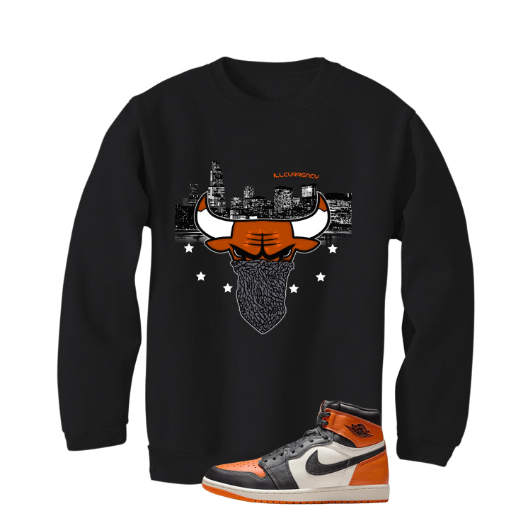 Air Jordan 1 High OG Shattered Backboard Black T-Shirt (Bulls Head)| illcurrency