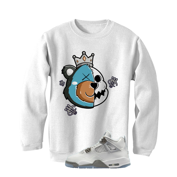 Air Jordan 4 GS Blue Chill Matching T-Shirt, Sweatshirts & Hoodies White T-Shirt (Half King Half Bear)| illcurrency