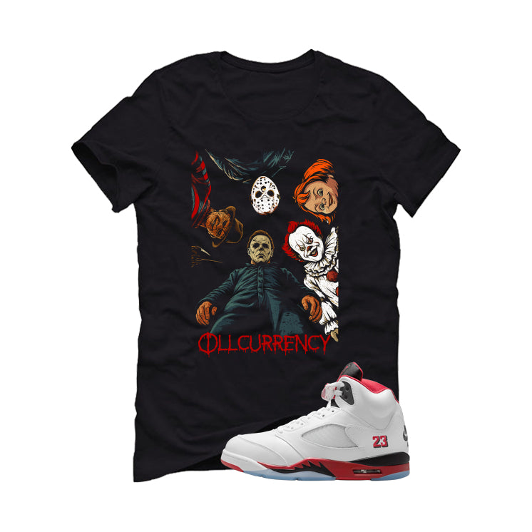 Air Jordan 5 Fire Red Black Tongue Black T-Shirt (illcurrency Nightmare)| illcurrency