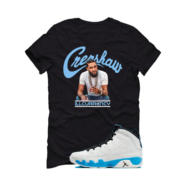 Air Jordan 9 “Powder Blue” | illcurrency Black T-Shirt (Crenshaw)
