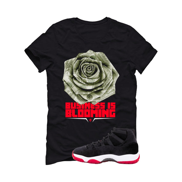 Air Jordan 11 Bred Velvet Black T-Shirt (Business is Blooming)| illcurrency