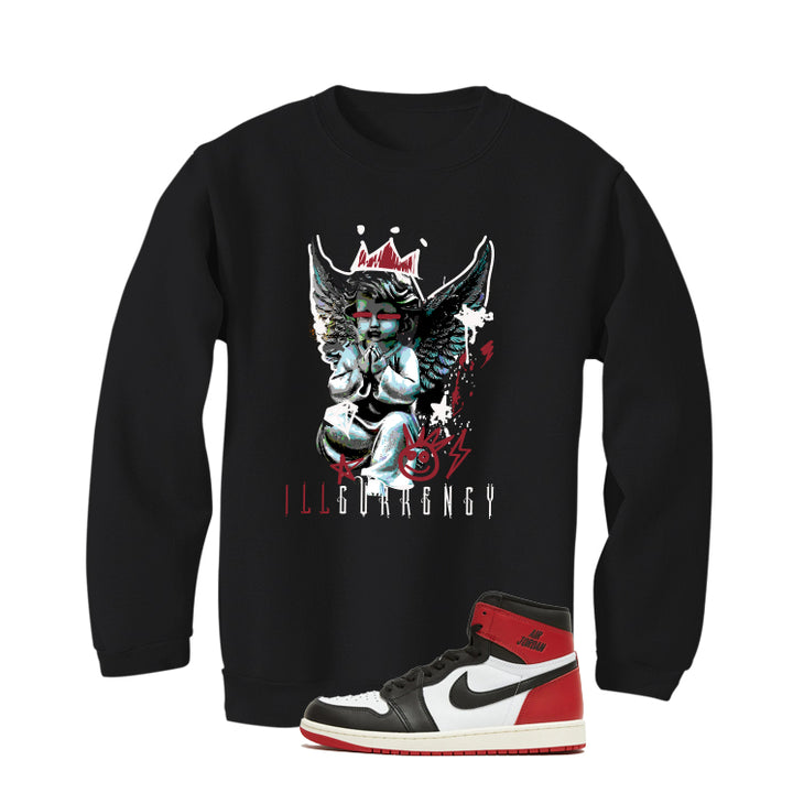 Air Jordan 1 High OG Black Toe Reimagined Black T-Shirt (Graffiti Angel)| illcurrency