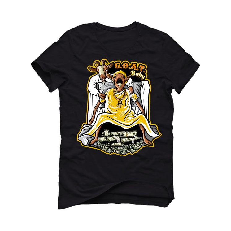 Air Jordan 6 Yellow Ochre | illcurrency Black T-Shirt (Goat baby)