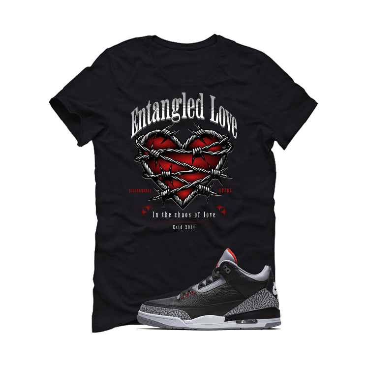 Air Jordan 3 Black Cement Black T-Shirt (Entangled Love)| illcurrency