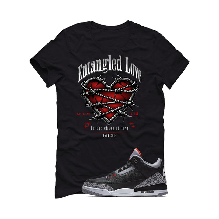 Air Jordan 3 Black Cement Black T-Shirt (Entangled Love)| illcurrency