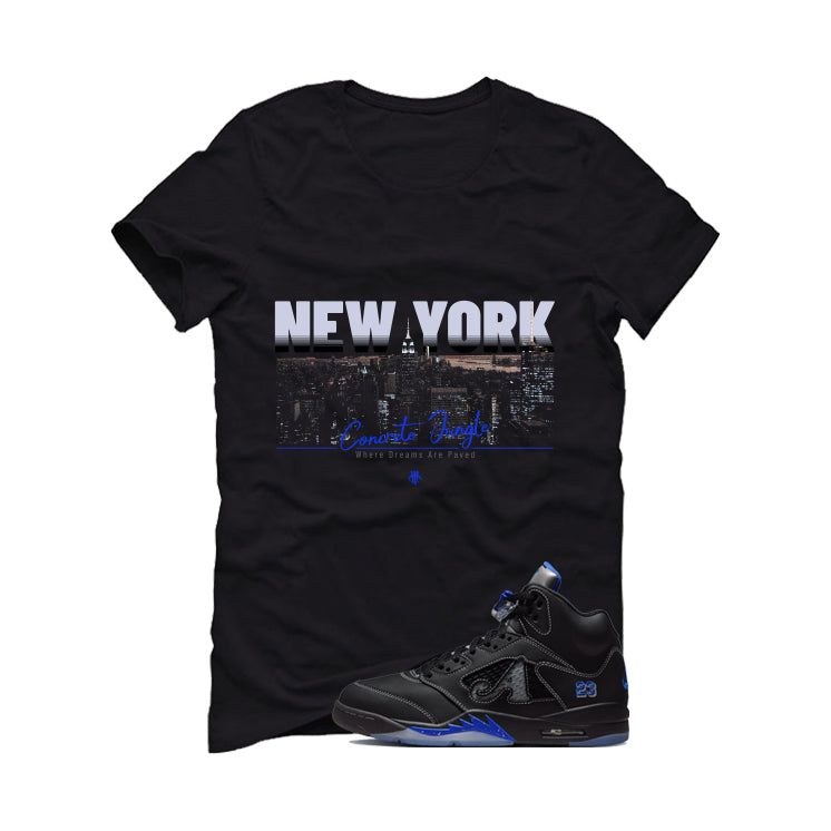 Awake NY x Air Jordan 5 Racer Blue Black T-Shirt (Concrete Jungle)| illcurrency