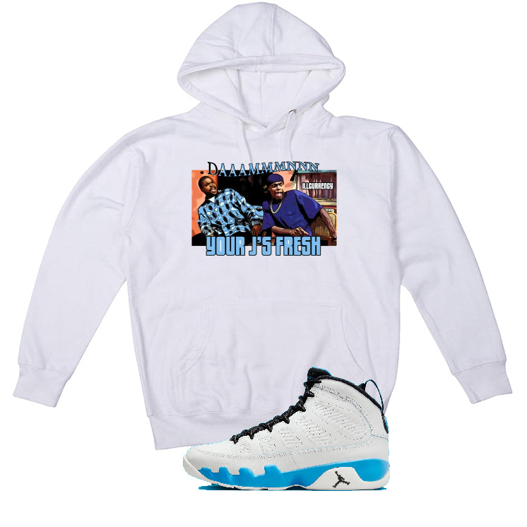 Air Jordan 9 “Powder Blue” | illcurrency White T-Shirt (Damn)