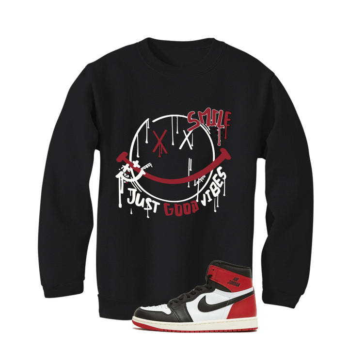 Air Jordan 1 High OG Black Toe Reimagined Black T-Shirt (Smile)| illcurrency