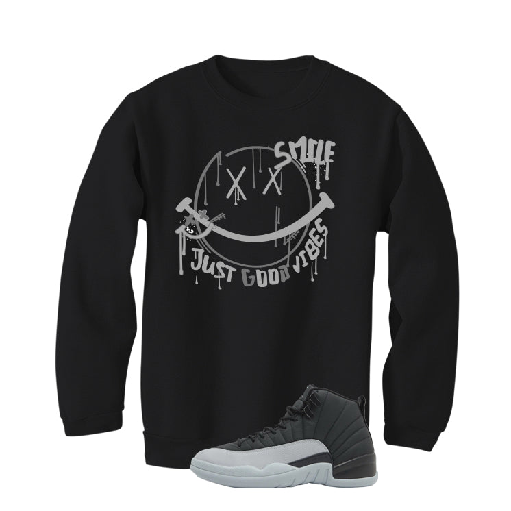 Air Jordan 12 Black/Wolf Grey Black T-Shirt (Smile)| illcurrency