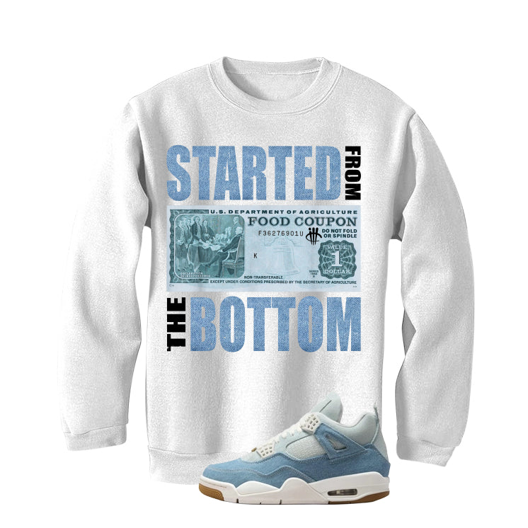 Air Jordan 4 Denim Worn Blue White T-Shirt (Started From The Bottom)| illcurrency