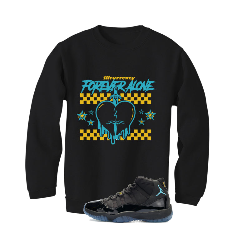 Air Jordan 11 Gamma Blue Matching T-Shirt, Sweatshirts & Hoodies Black T-Shirt (Forever Alone)| illcurrency