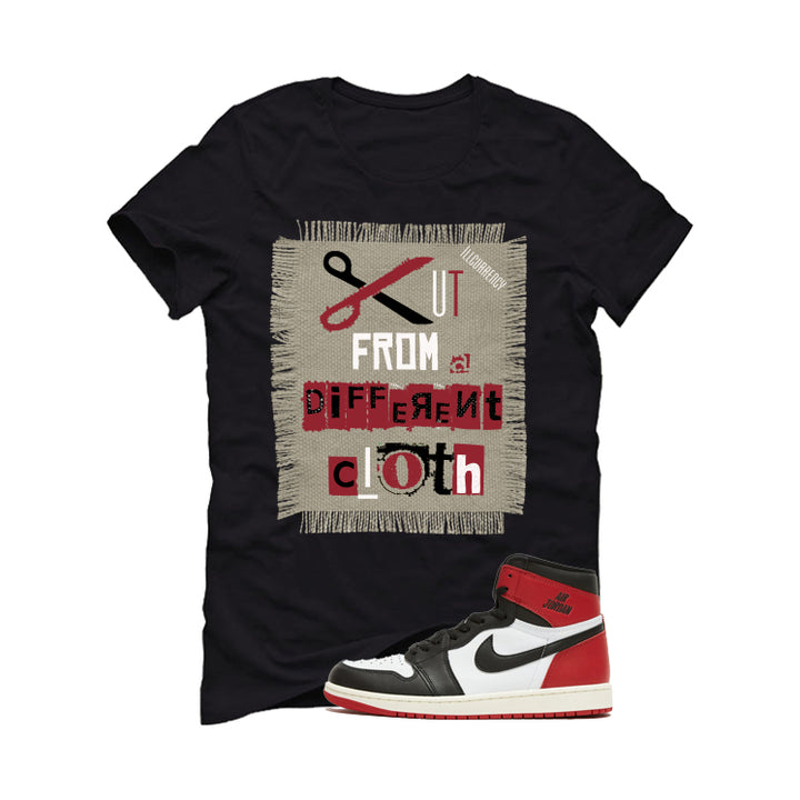 Air Jordan 1 High OG Black Toe Reimagined Black T-Shirt (Cut from a different cloth)| illcurrency