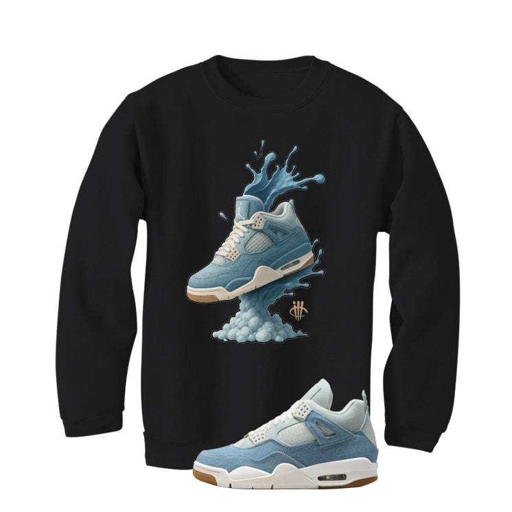 Air Jordan 4 Denim Worn Blue Black T-Shirt (Splash Shoe)| illcurrency