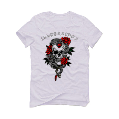 Air Jordan 13 “Wolf Grey” White T-Shirt (Snake skeleton rose)