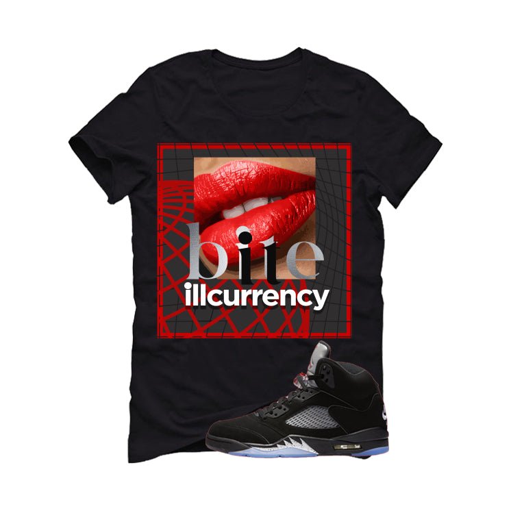 Air Jordan 5 Black Metallic Reimagined Black T-Shirt (Bite It)| illcurrency