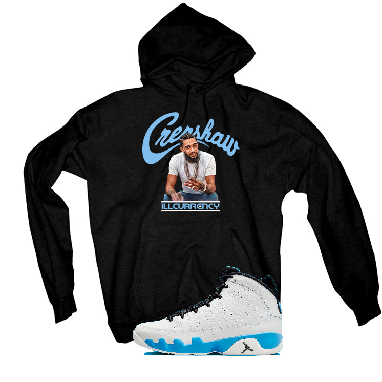 Air Jordan 9 “Powder Blue” | illcurrency Black T-Shirt (Crenshaw)