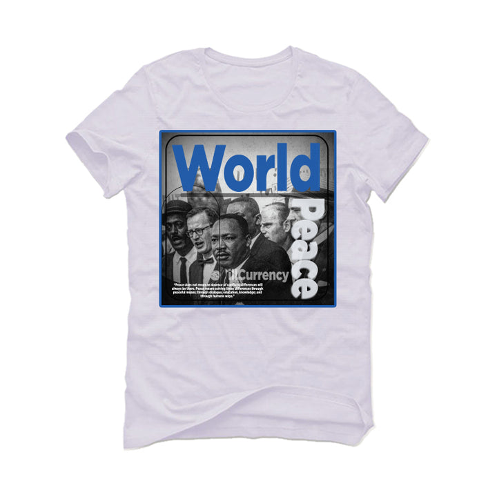 Air Jordan 2 Low Varsity Royal - White T-Shirt (WORLD PEACE)