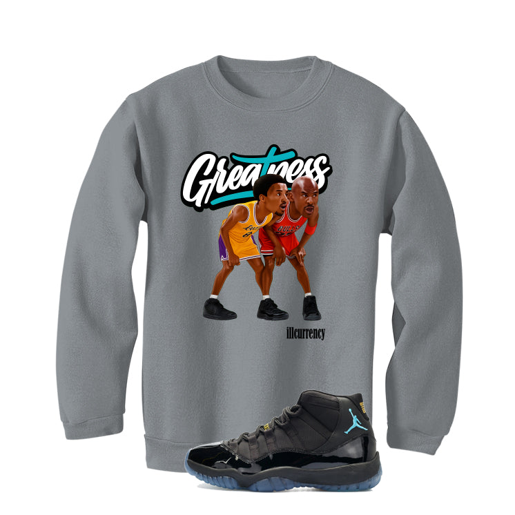 Air Jordan 11 Gamma Blue Matching T-Shirt, Sweatshirts & Hoodies Grey T-Shirt (Greatness)| illcurrency