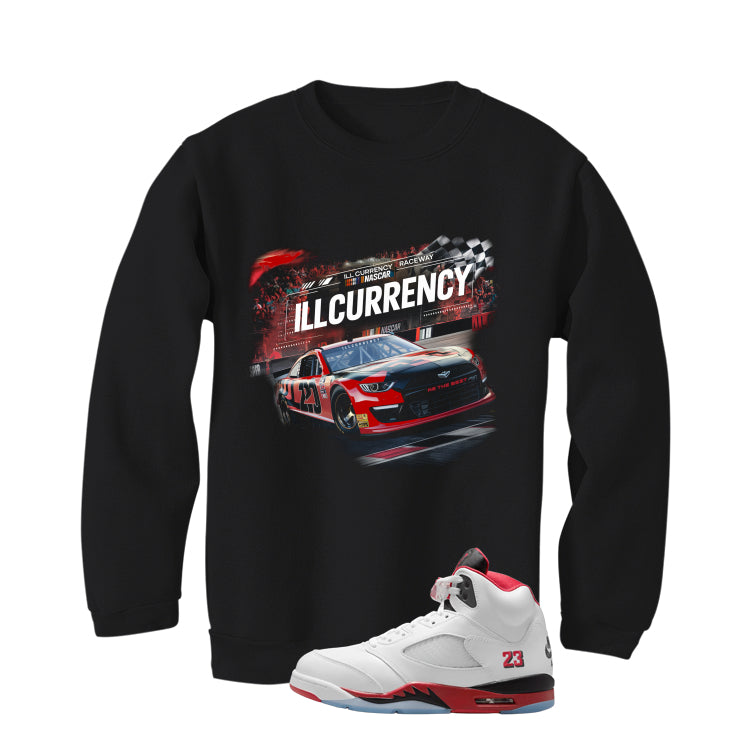 Air Jordan 5 Fire Red Black Tongue Black T-Shirt (Raceway)| illcurrency