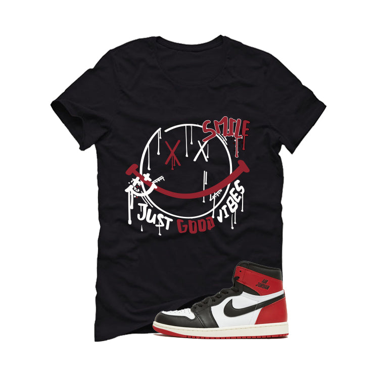 Air Jordan 1 High OG Black Toe Reimagined Black T-Shirt (Smile)| illcurrency