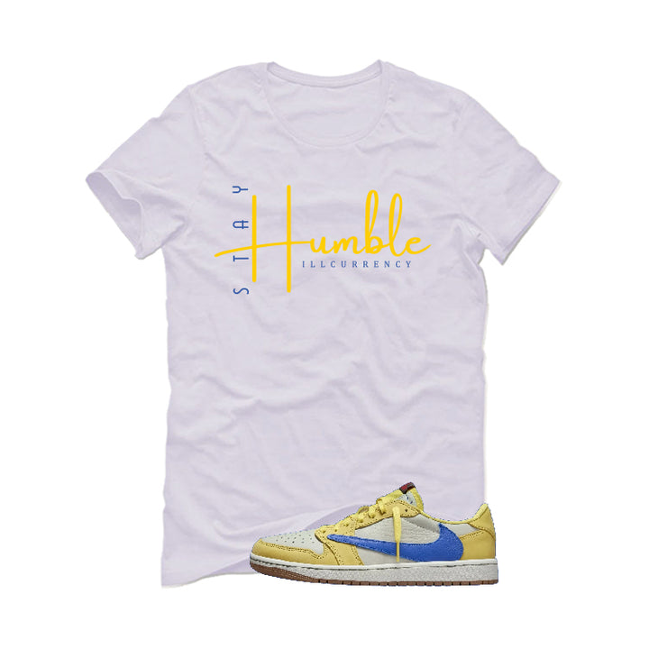 Travis Scott x Air Jordan 1 Low OG “Canary” | illcurrency White T-Shirt (Stay Humble)