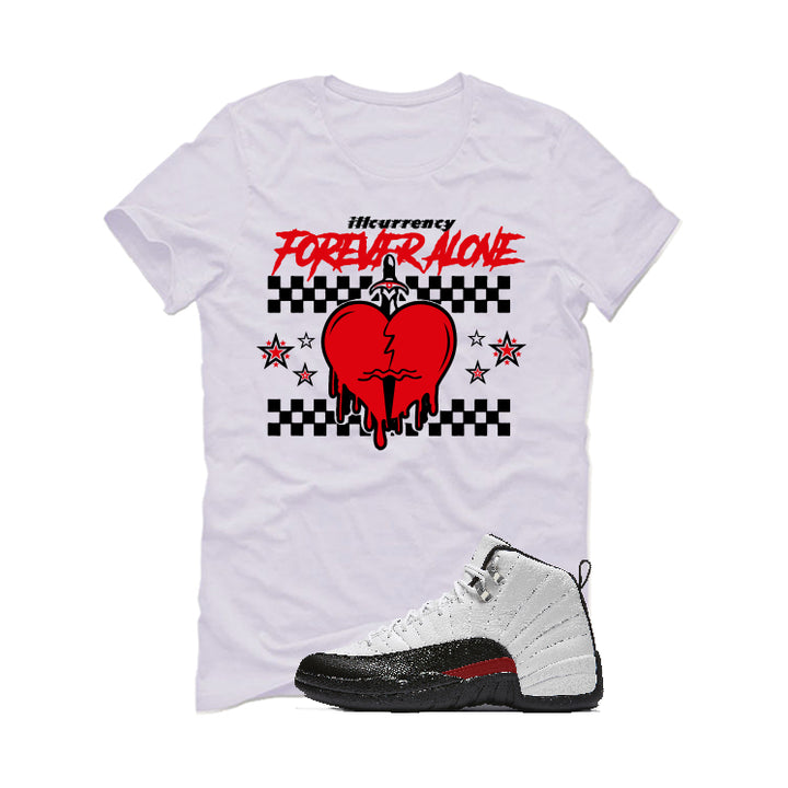 Air Jordan 12 “Red Taxi” | illcurrency White T-Shirt (Forever Alone)